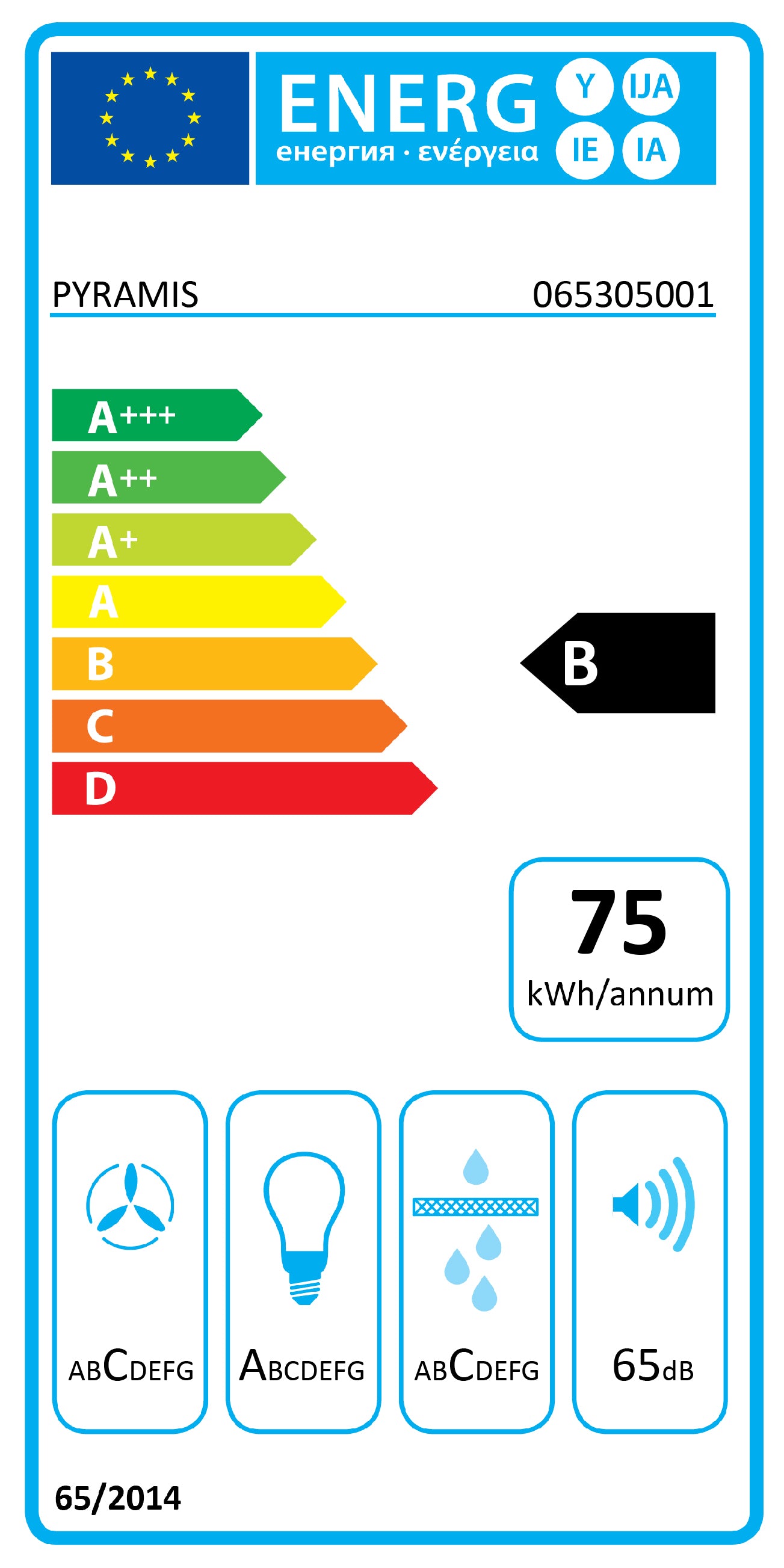 Hota total incorporabila Pyramis Turbo EF, 52 cm, 1 motor, 580m³h, electronic control, Timer, finisaj metal vopsit gri