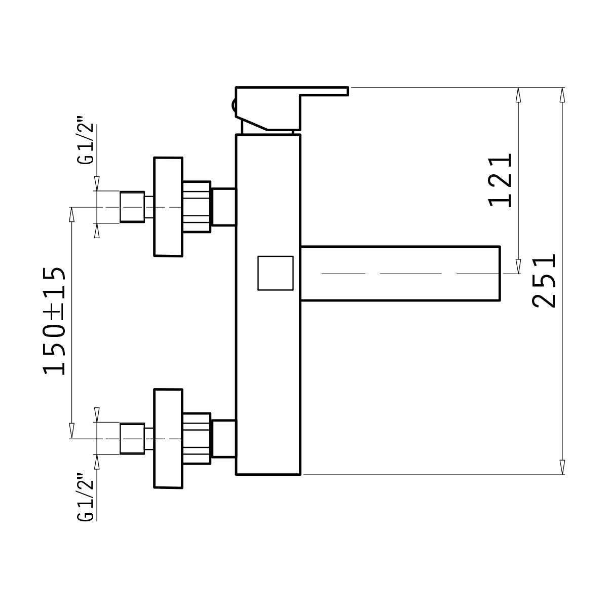Baterie cada si dus Pyramis STRETO PLUS, finisaj cromat, cartus cu disc ceramic - EpicHome.ro