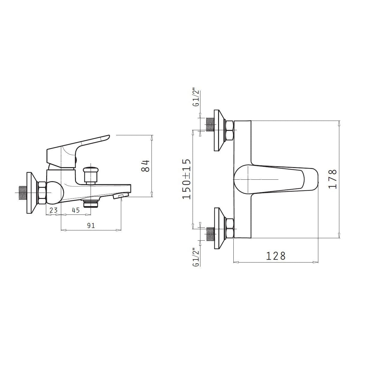 Baterie cada si dus Pyramis TELLA, finisaj cromat, cartus cu disc ceramic - EpicHome.ro