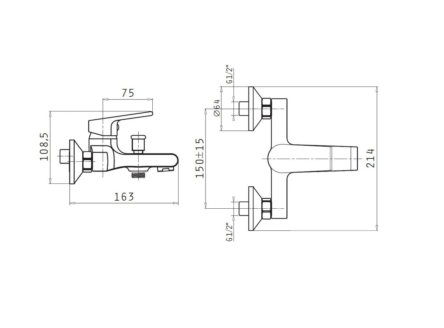Baterie cada si dus Pyramis VIGORO, finisaj cromat, cartus cu disc ceramic - EpicHome.ro