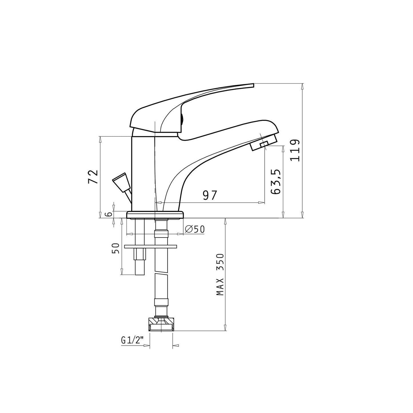 Baterie lavoar Pyramis SONIA, finisaj cromat, cartus cu disc ceramic - EpicHome.ro