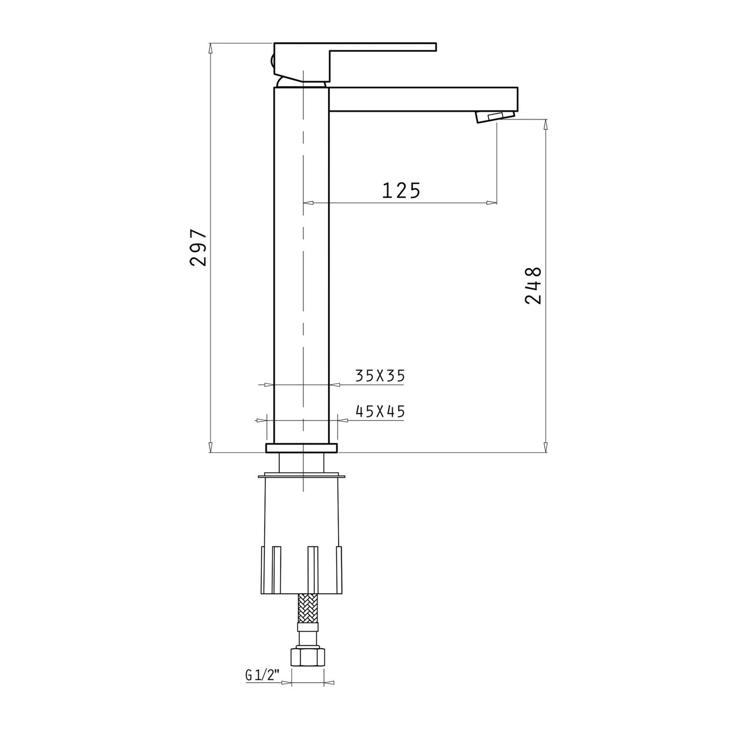 Baterie lavoar Pyramis STRETO PLUS XL, finisaj cromat, cartus cu disc ceramic - EpicHome.ro