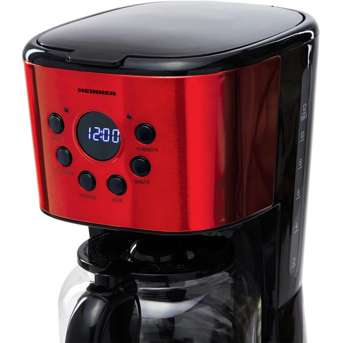 Cafetiera digitala Heinner HCM-1500RDIX, 900 W, 1.5 l, Rosu/Negru - EpicHome