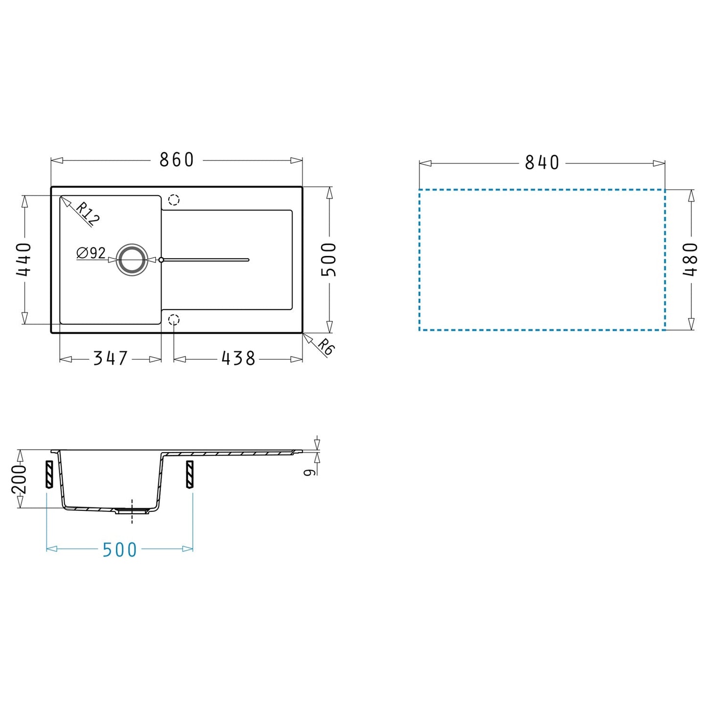 Chiuveta granit Pyramis ITHAKA 86x50cm - EpicHome