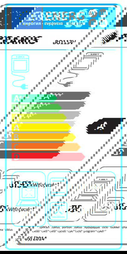 Cuptor electric Pyramis 6OIN BO113V Inox & Black Glass, 9 functii, moduri automate de gatit, clasa A, 78 litri, Touch control - EpicHome.ro