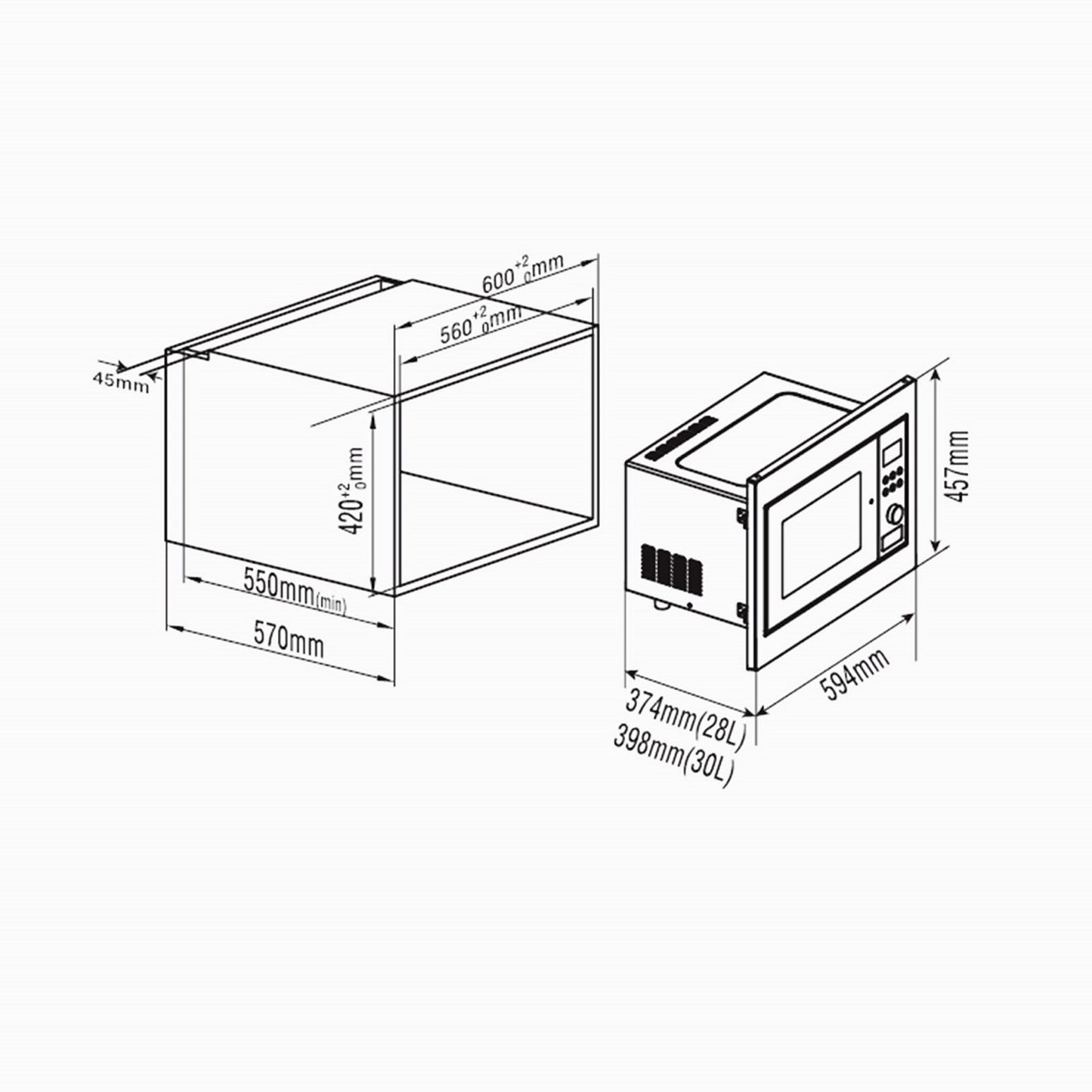 Cuptor microunde incorporabil Pyramis 30UG Beige, 30 litri, 1000 W, 8 func?ii automate, 594x457x398mm - EpicHome.ro