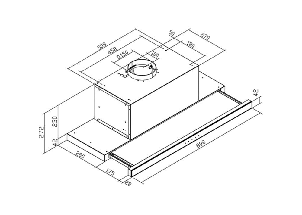 Hota itegrated Pyramis EMOTION Electronic Control, 1 motor Turbo, 703m³h, Inox, 90cm - EpicHome.ro