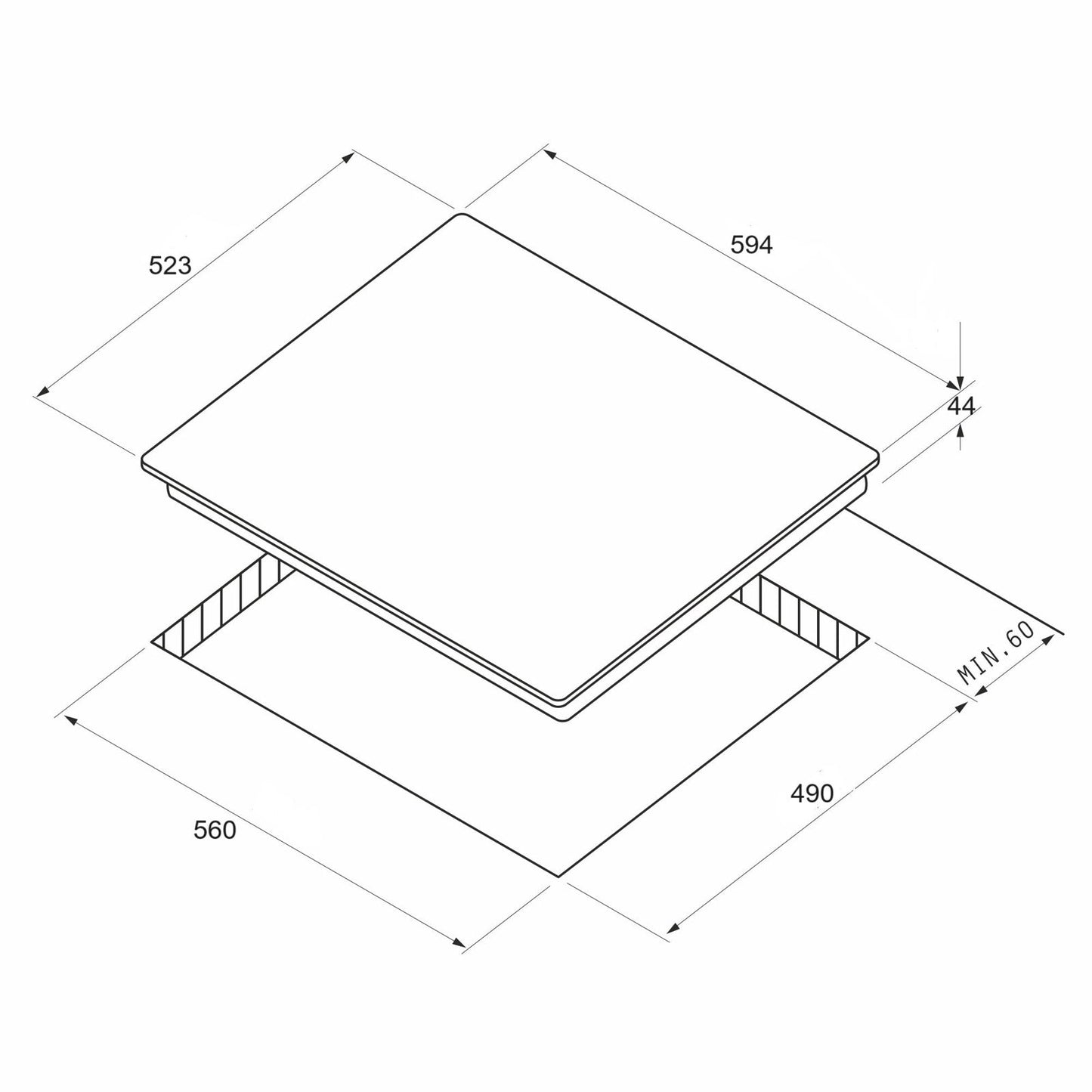 Plita gaz Pyramis 6704 Grey Pearl Glass, gratare fonta, 59,4x52,3 cm - EpicHome.ro