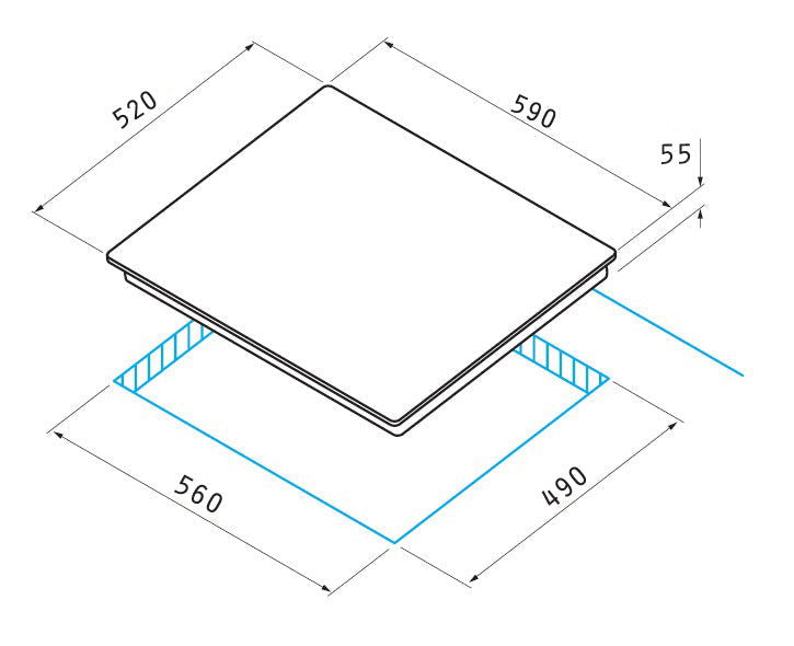 Plita gaz Pyramis Smartline SH 760, Inox, Wok, Gratare fonta, 59x52 cm - EpicHome.ro