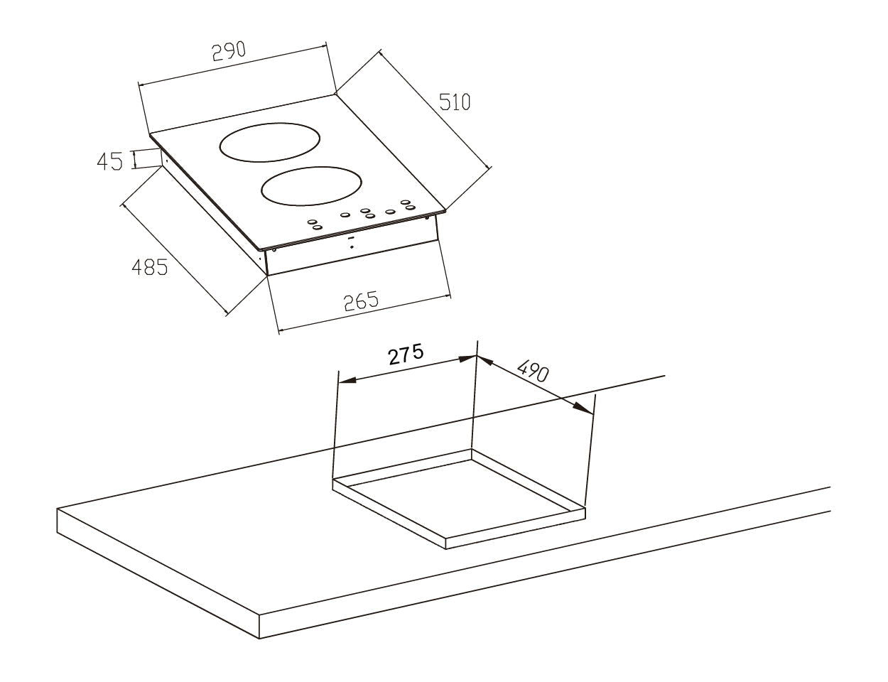 Plita vitroceramica domino Pyramis 29HL310, 2 zone de gatit, 9 trepte de putere, 29x51 cm - EpicHome.ro