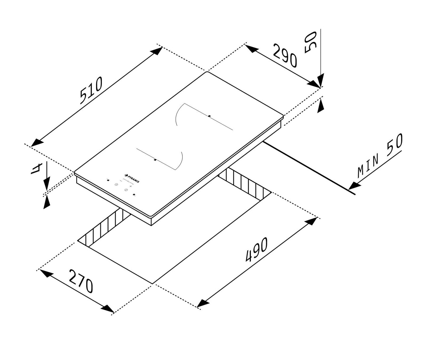 Plita vitroceramica domino Pyramis PHC31230F, 2 zone de gatit, 9 trepte de putere, 29x51 cm - EpicHome.ro