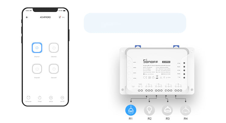 Releu smart Sonoff 4CH R3, Wi-Fi, 4 canale - EpicHome.ro