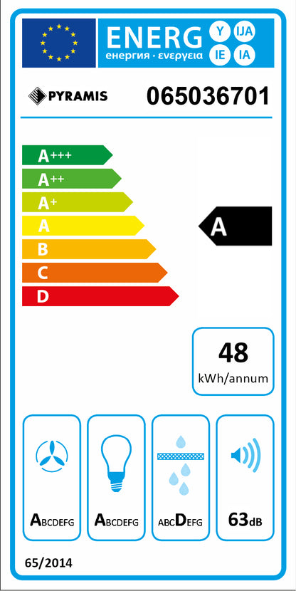 Hota total incorporabila Pyramis Turbo Plus, 55 cm, 1 motor, 730m³h, electronic control, Timer, finisaj metal vopsit gri si rama inox