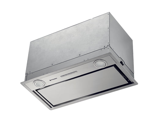 Hota total incorporabila Pyramis Turbo Plus, 55 cm, 1 motor, 730m³h, electronic control, Timer, finisaj metal vopsit gri si rama inox