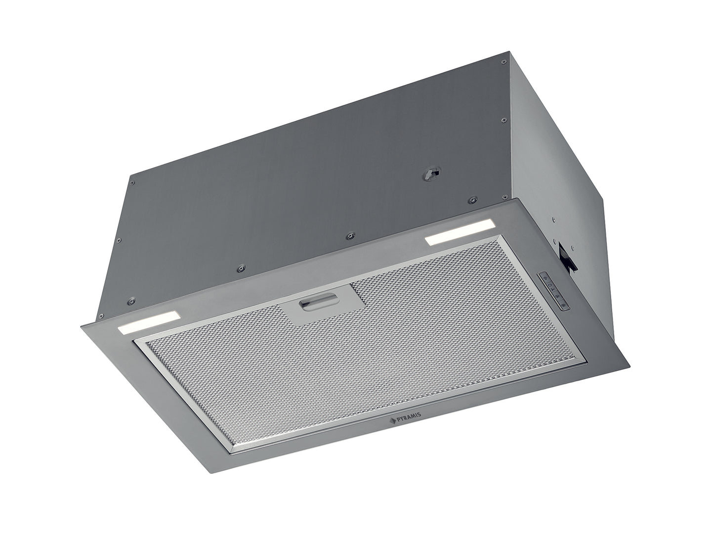 Hota total incorporabila Pyramis Turbo EF, 52 cm, 1 motor, 580m³h, electronic control, Timer, finisaj metal vopsit gri