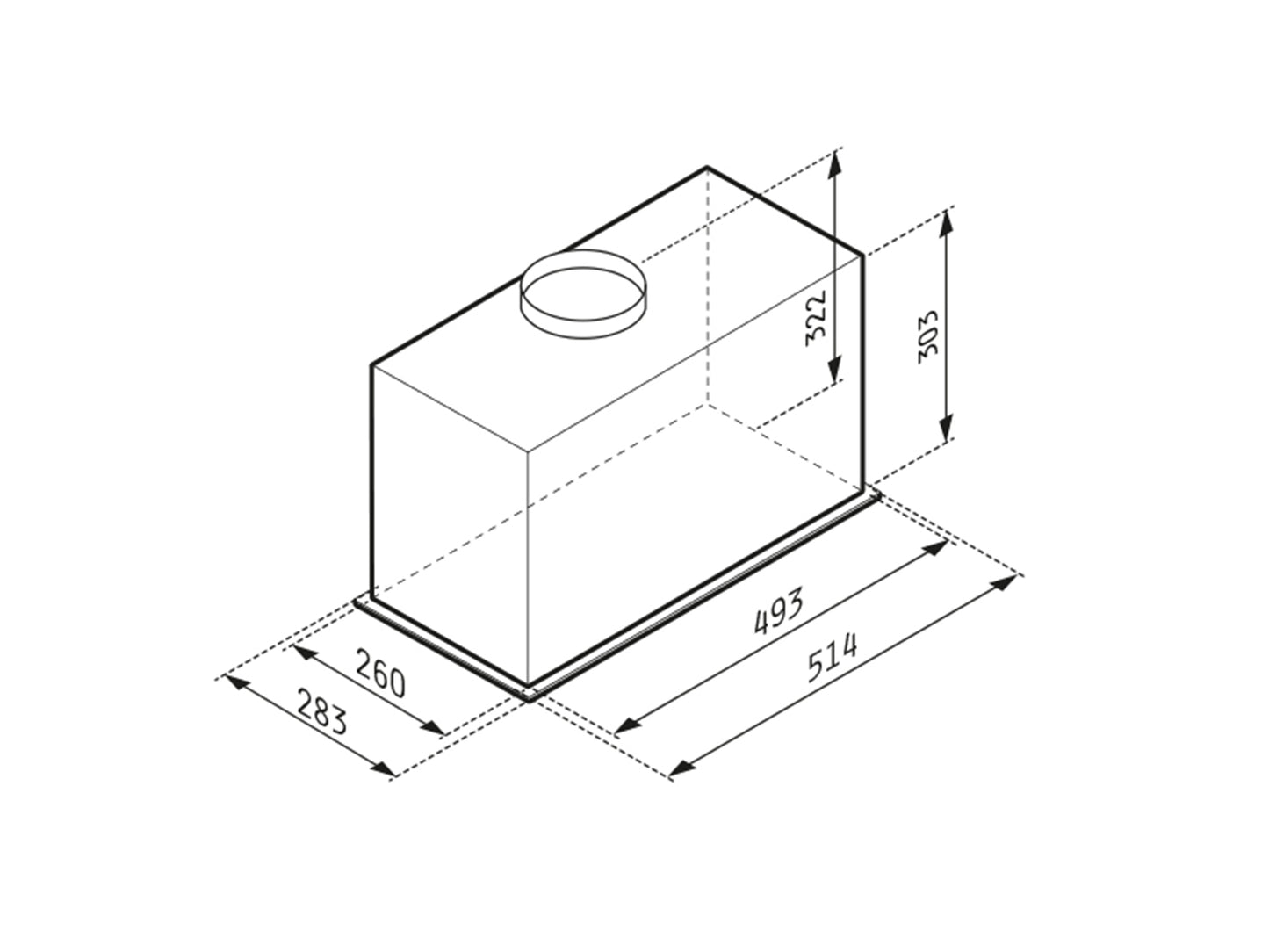Hota total incorporabila Pyramis Turbo EF, 52 cm, 1 motor, 580m³h, electronic control, Timer, finisaj metal vopsit gri