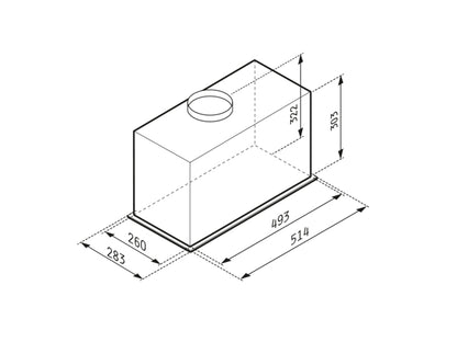 Hota total incorporabila Pyramis Turbo EF, 52 cm, 1 motor, 580m³h, electronic control, Timer, finisaj metal vopsit gri