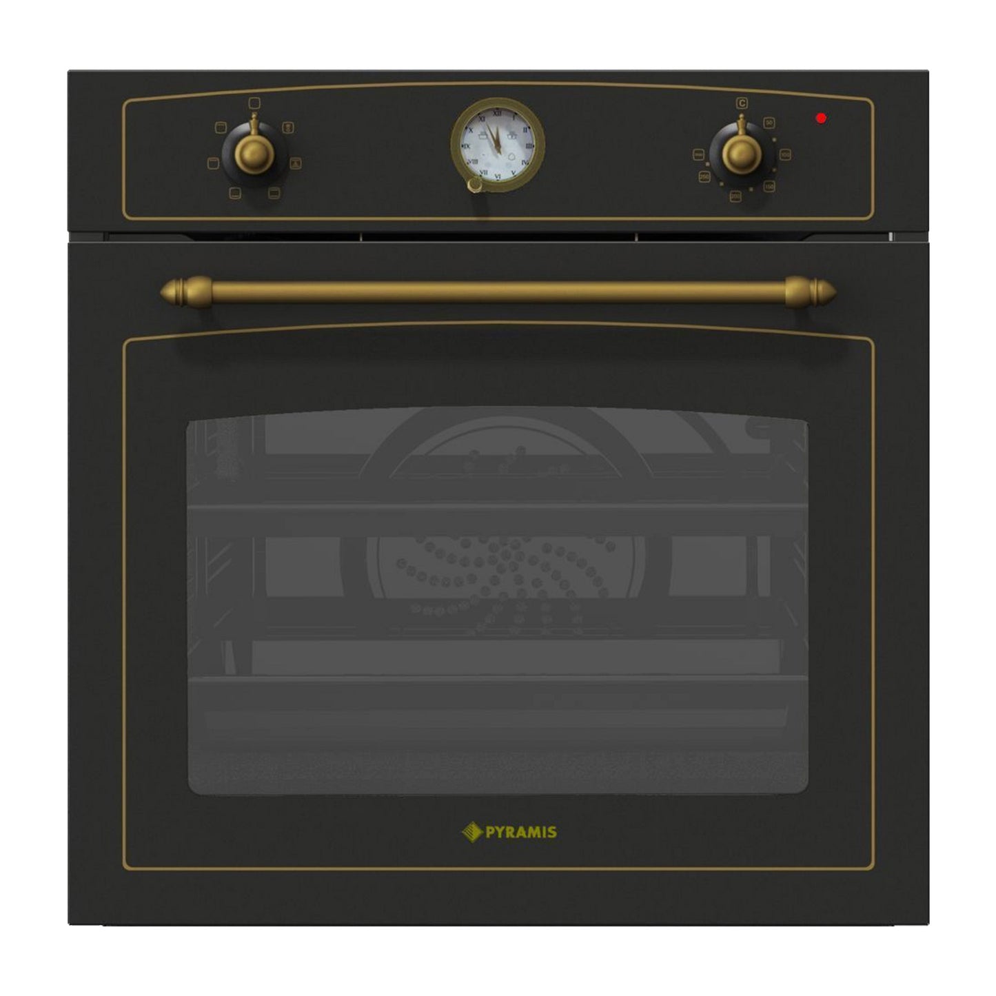 Cuptor electric Pyramis 60IN 8070, 6 functii, clasa A, volum 64 litri, timer electronic, finisaj rustic