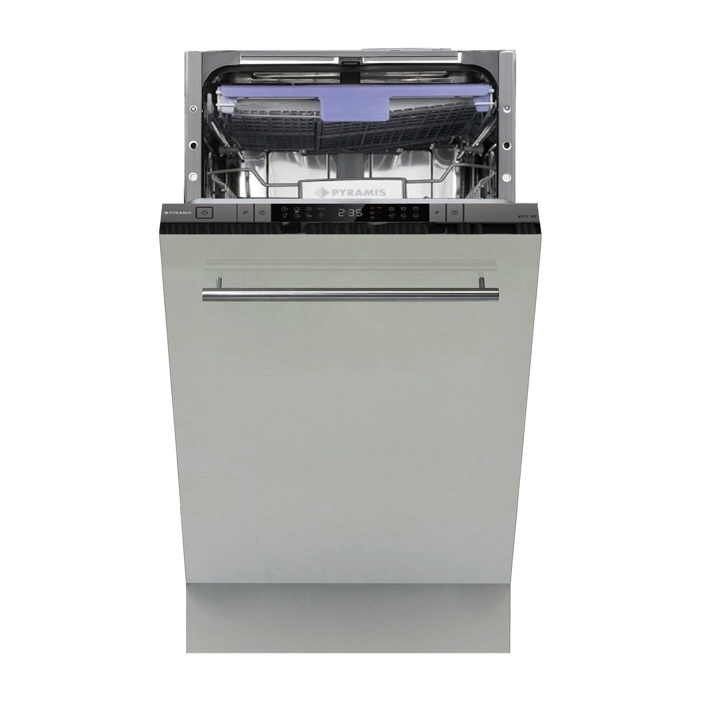 Masina de spalat vase Premium Pyramis 45FI HE, total incorporabila, 10 seturi, 8 programe, Clasa D, 45 cm