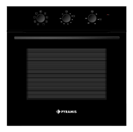 Cuptor electric Pyramis 60IN 6075 Megalo Black Glass, 8 functii, clasa A, volum 65 litri, Aqua Clean