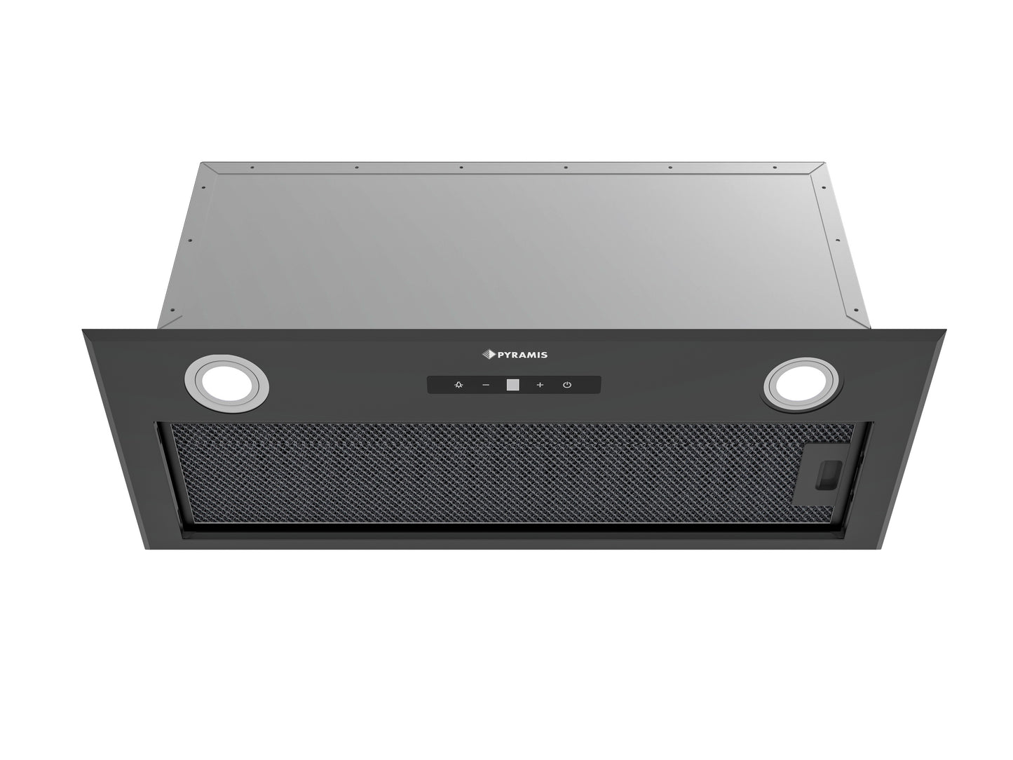 Hota total incorporabila Pyramis MD, 1 motor, putere de absorbtie maxima 618mc/h, 70cm, Touch control, finisaj metal vopsit negru