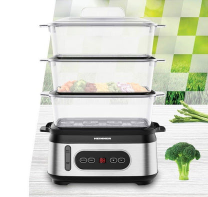 Aparat de gatit cu aburi Heinner HSA-D950SS, 950W, display LED, 1.5 litri - EpicHome
