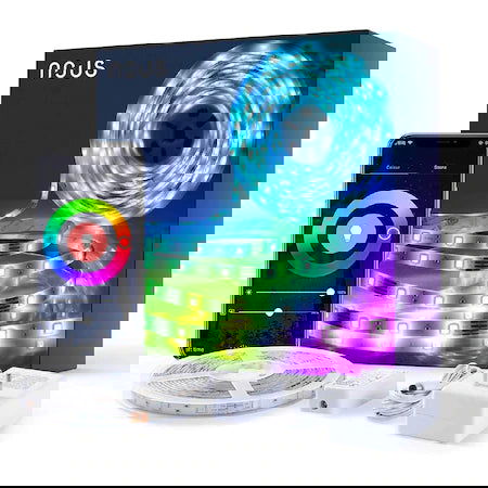 Banda LED RGB inteligenta Nous F1, Wi-Fi, comanda vocala, senzor sincronizare muzica, 18W, 1700 lm, A++, lumina colorata, 5m - EpicHome.ro