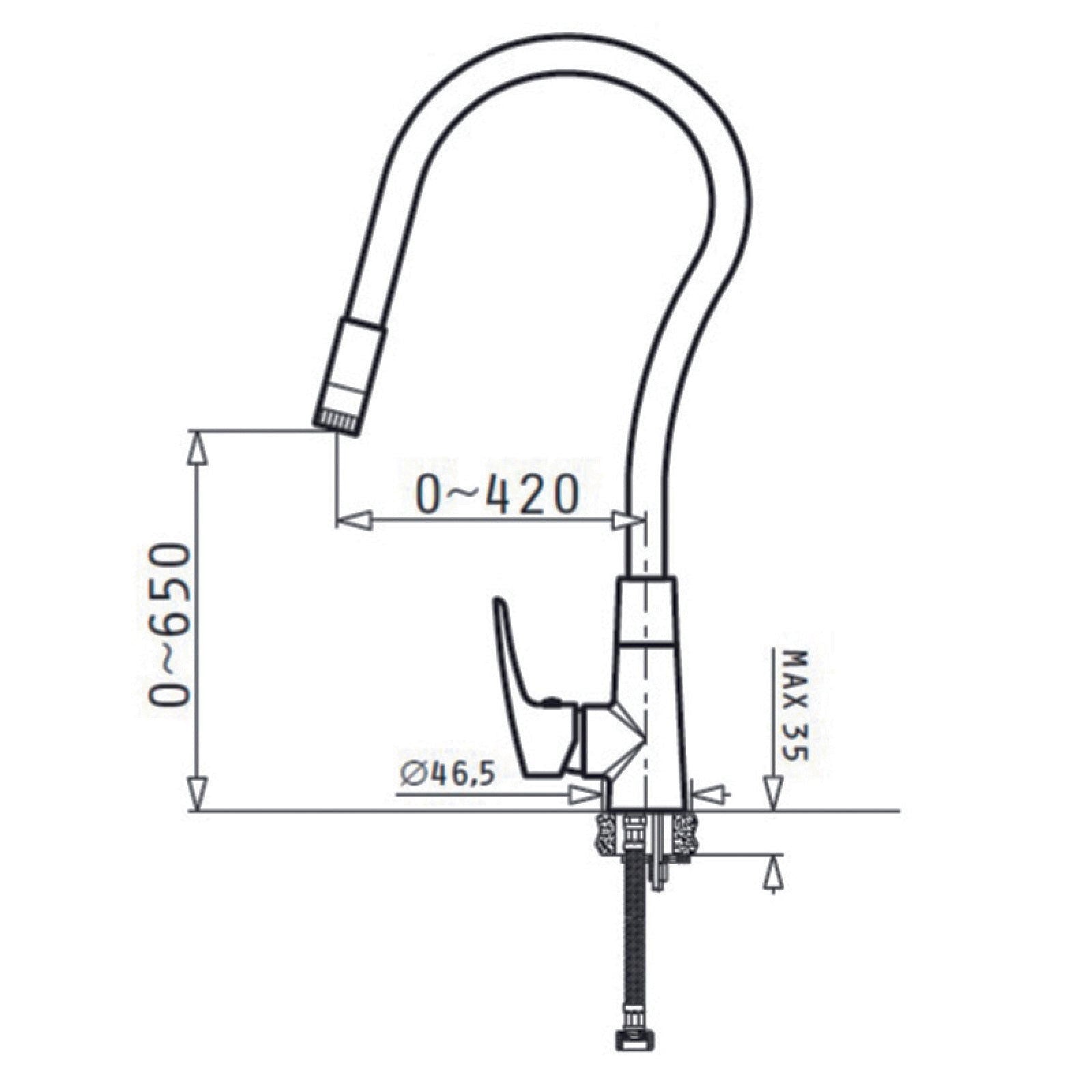 Baterie bucatarie Pyramis ELVIRA pipa elastica - EpicHome