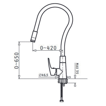 Baterie bucatarie Pyramis ELVIRA pipa elastica - EpicHome