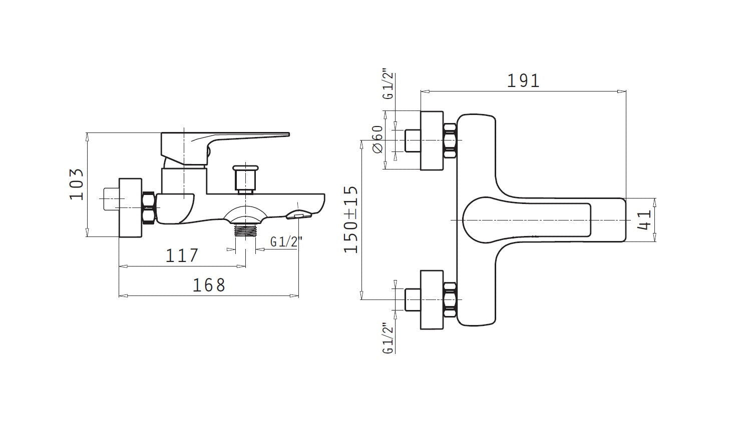 Baterie cada si dus Pyramis MAJESTA, finisaj cromat, cartus cu disc ceramic - EpicHome.ro