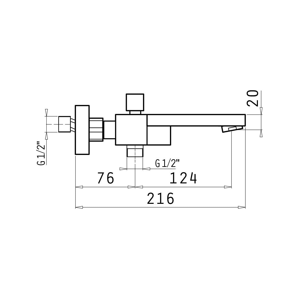Baterie cada si dus Pyramis STRETO PLUS, finisaj cromat, cartus cu disc ceramic - EpicHome.ro