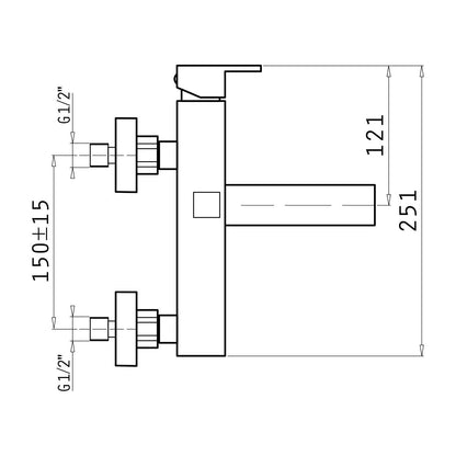 Baterie cada si dus Pyramis STRETO PLUS, finisaj cromat, cartus cu disc ceramic - EpicHome.ro