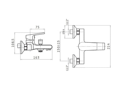 Baterie cada si dus Pyramis VIGORO, finisaj cromat, cartus cu disc ceramic - EpicHome.ro