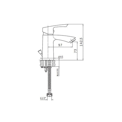 Baterie lavoar Pyramis DELICATO PLUS, finisaj cromat, cartus cu disc ceramic - EpicHome.ro