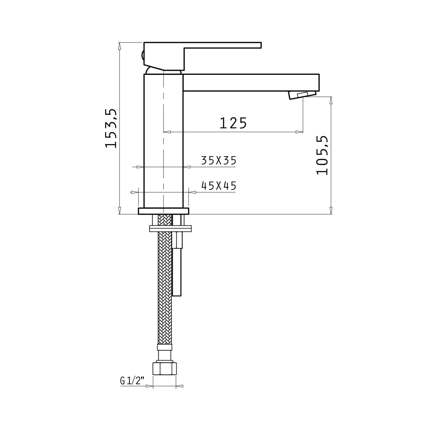 Baterie lavoar Pyramis STRETO PLUS, finisaj cromat, cartus cu disc ceramic - EpicHome.ro
