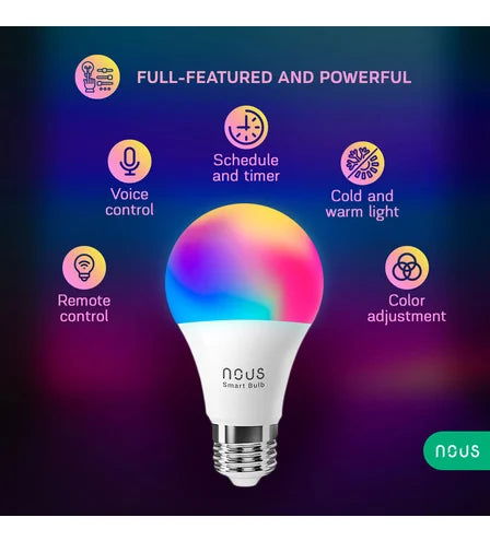 Bec Inteligent cu LED Nous P3, E27, RGB, 810 lm, 9W, WiFi - EpicHome.ro
