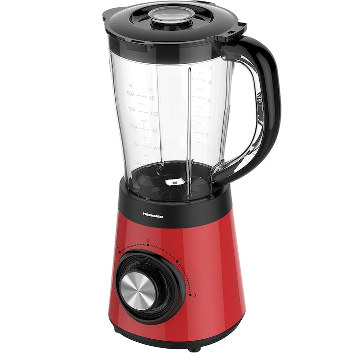 Blender Heinner HBL-500RRD, 500W, 2 viteze + Pulse, capacitate 1.5l, rasnita inclusa, Rosu - EpicHome