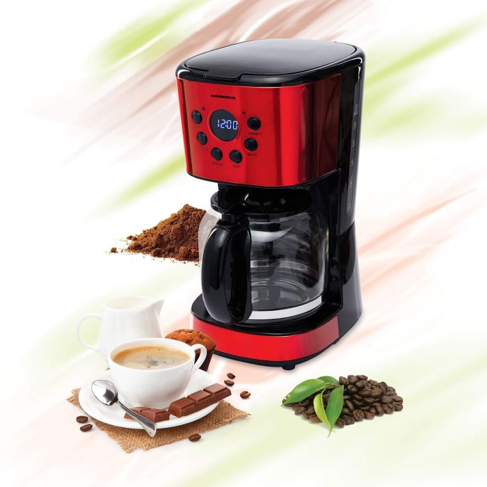 Cafetiera digitala Heinner HCM-1500RDIX, 900 W, 1.5 l, Rosu/Negru - EpicHome