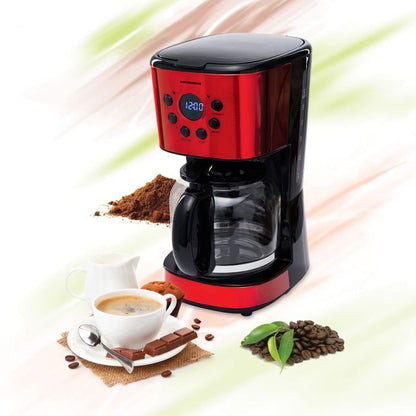 Cafetiera digitala Heinner HCM-1500RDIX, 900 W, 1.5 l, Rosu/Negru - EpicHome