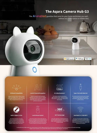 Camera inteligenta Aqara Hub G3, cu Hub Zigbee incorporat - EpicHome