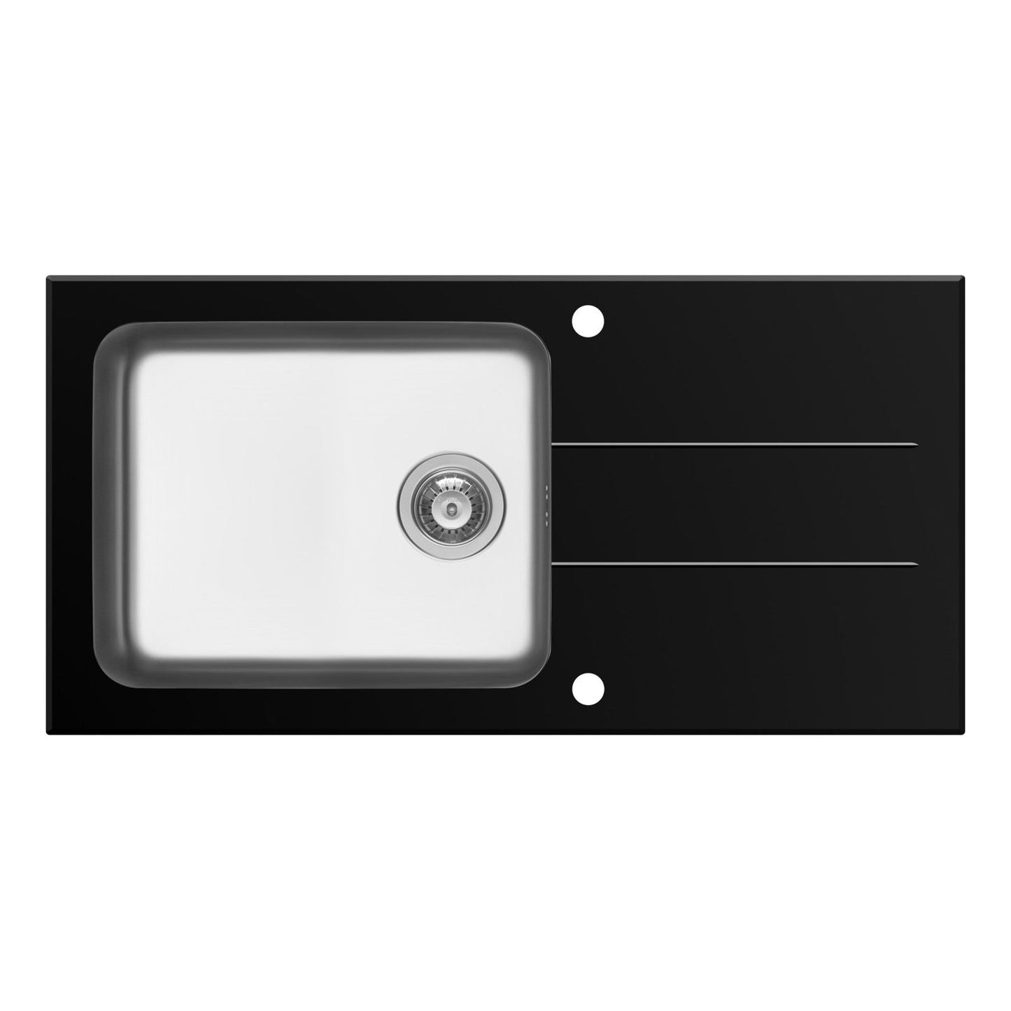 Chiuveta Pyramis CONCERTO 100x50 1B 1D Black Glass & Inox - EpicHome.ro