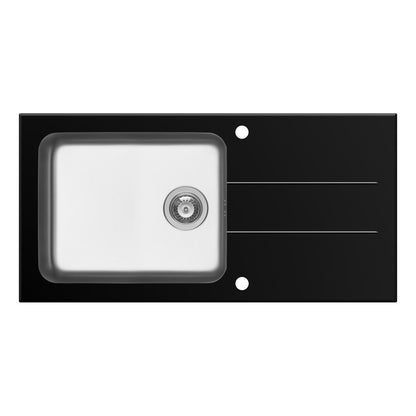 Chiuveta Pyramis CONCERTO 100x50 1B 1D Black Glass & Inox - EpicHome.ro