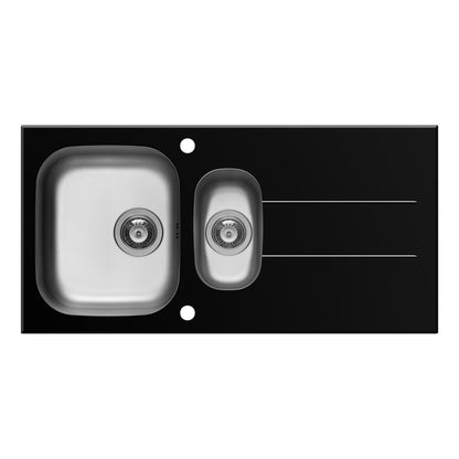 Chiuveta Pyramis CONCERTO 100x50cm Black Glass & Inox - EpicHome.ro