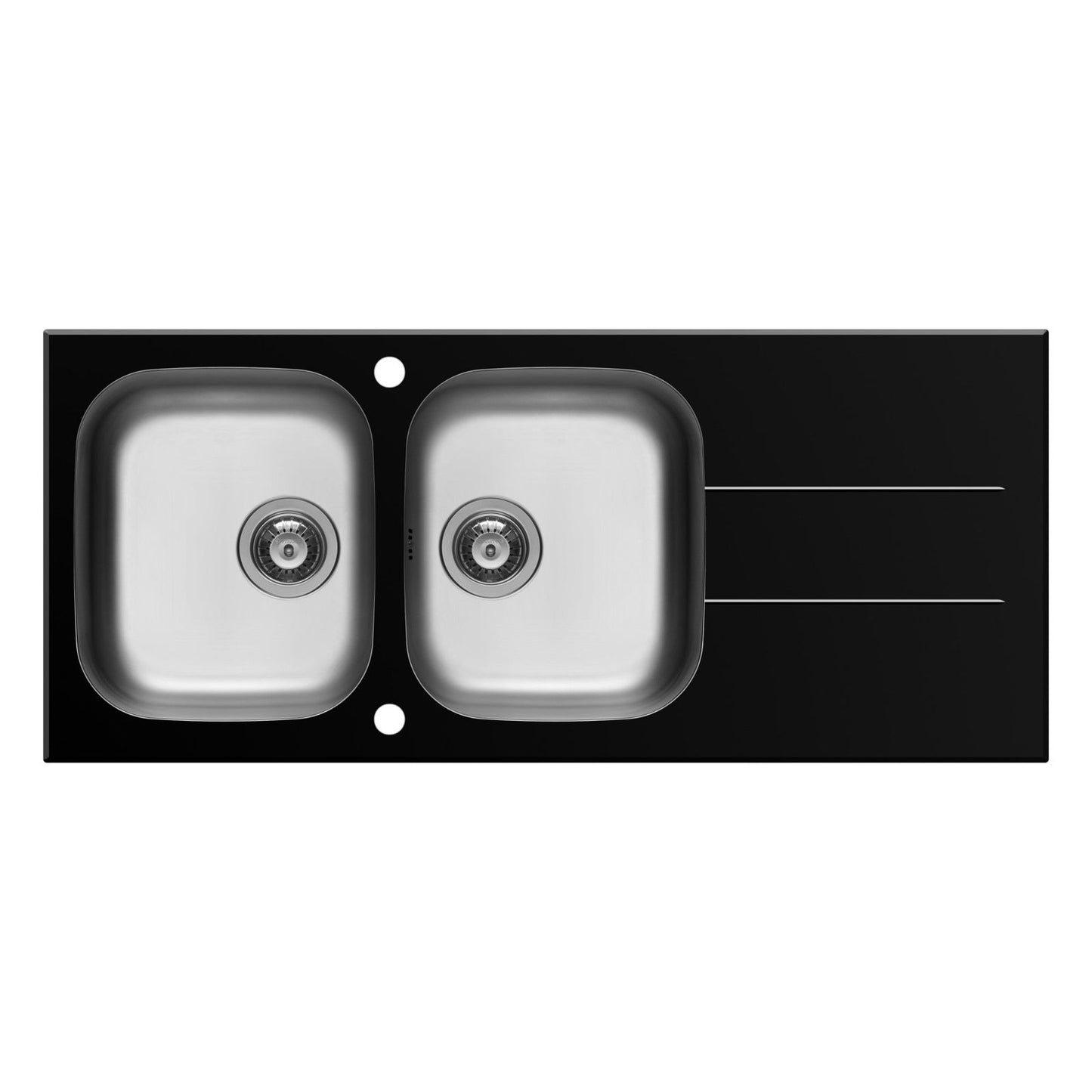 Chiuveta Pyramis CONCERTO 116x50 2B 1D Black Glass & Inox - EpicHome.ro