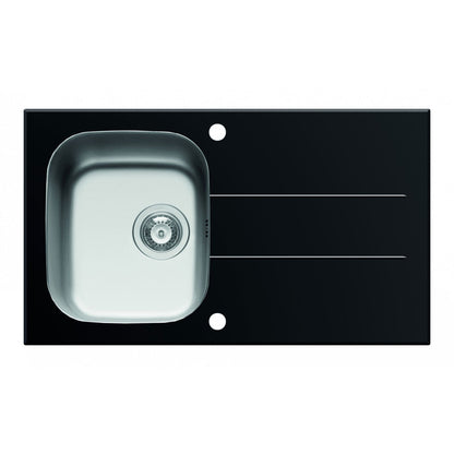 Chiuveta Pyramis CONCERTO 850x50 1B 1D Black Glass & Inox - EpicHome.ro