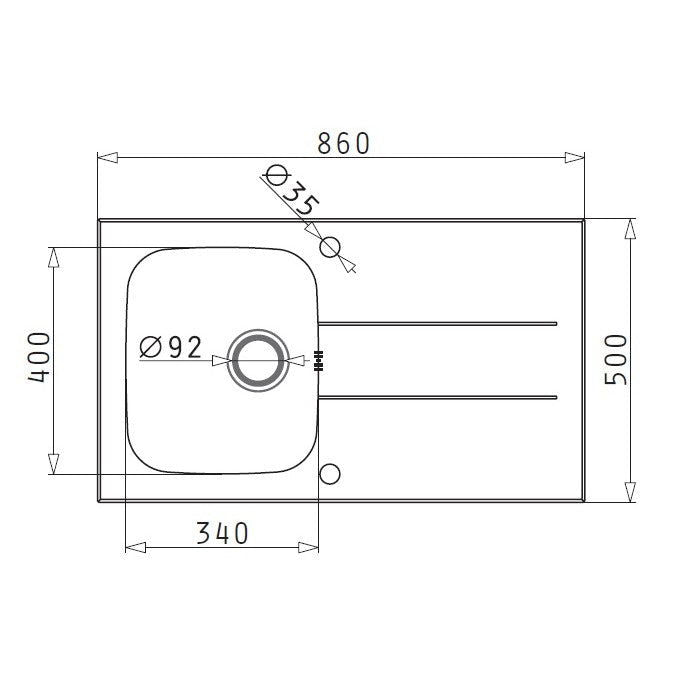 Chiuveta Pyramis CONCERTO 850x50 1B 1D Black Glass & Inox - EpicHome.ro