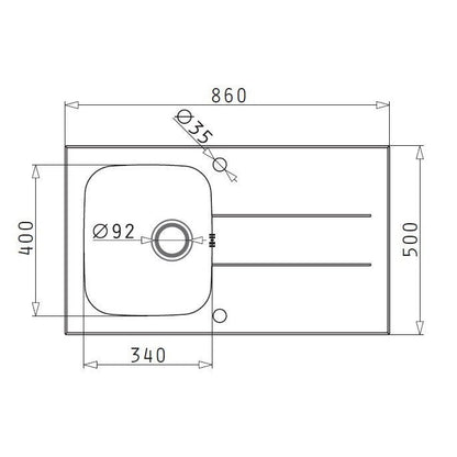 Chiuveta Pyramis CONCERTO 850x50 1B 1D Black Glass & Inox - EpicHome.ro