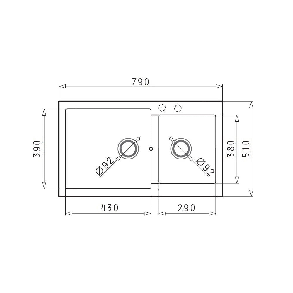 Chiuveta bucatarie granit Pyramis DIPLOS 79x51cm - EpicHome.ro