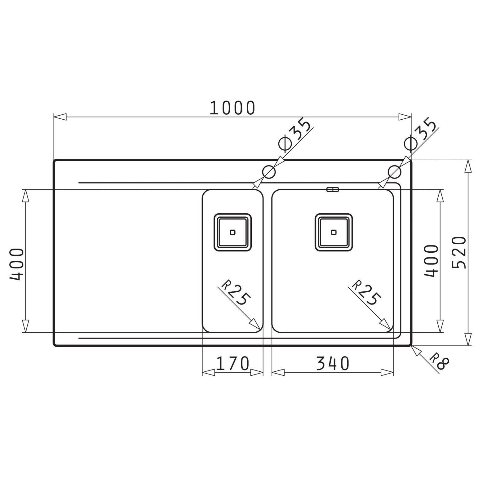 Chiuveta bucatarie inox Pyramis OLYNTHOS 100x52cm - EpicHome