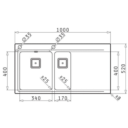 Chiuveta bucatarie inox Pyramis OLYNTHOS 100x52cm - EpicHome